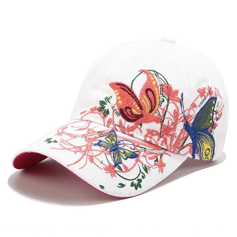 YOYOCORN Women Butterflies Flower Embroidery Caps Women Girl Sun Hats Casual Snapback Caps Women Baseball Cap Winter Autumn