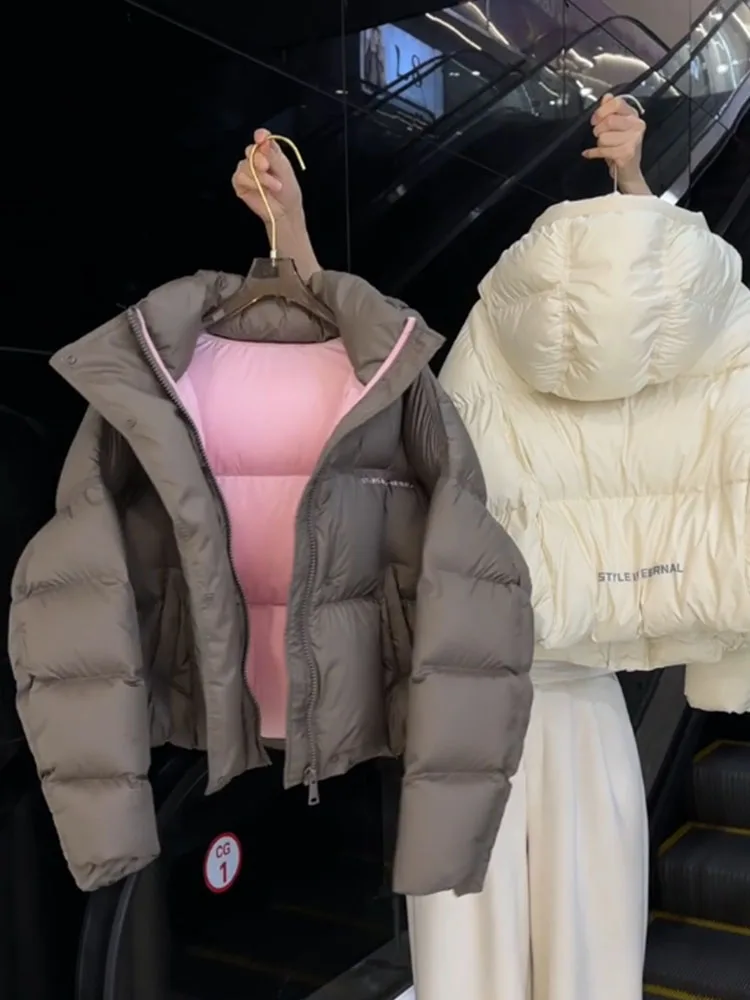 Unique ort Puffer Jaet Women's Winter 2025 New Sle Small Size High End Bread Coat Thi Outerwear Hooded Quilted Coat