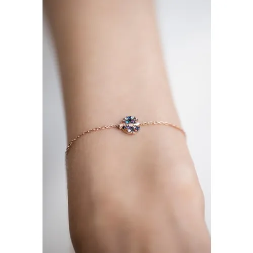 İzla Design 5459 Ladybug Model Mix Cz Rose Plated Silver Bracelet