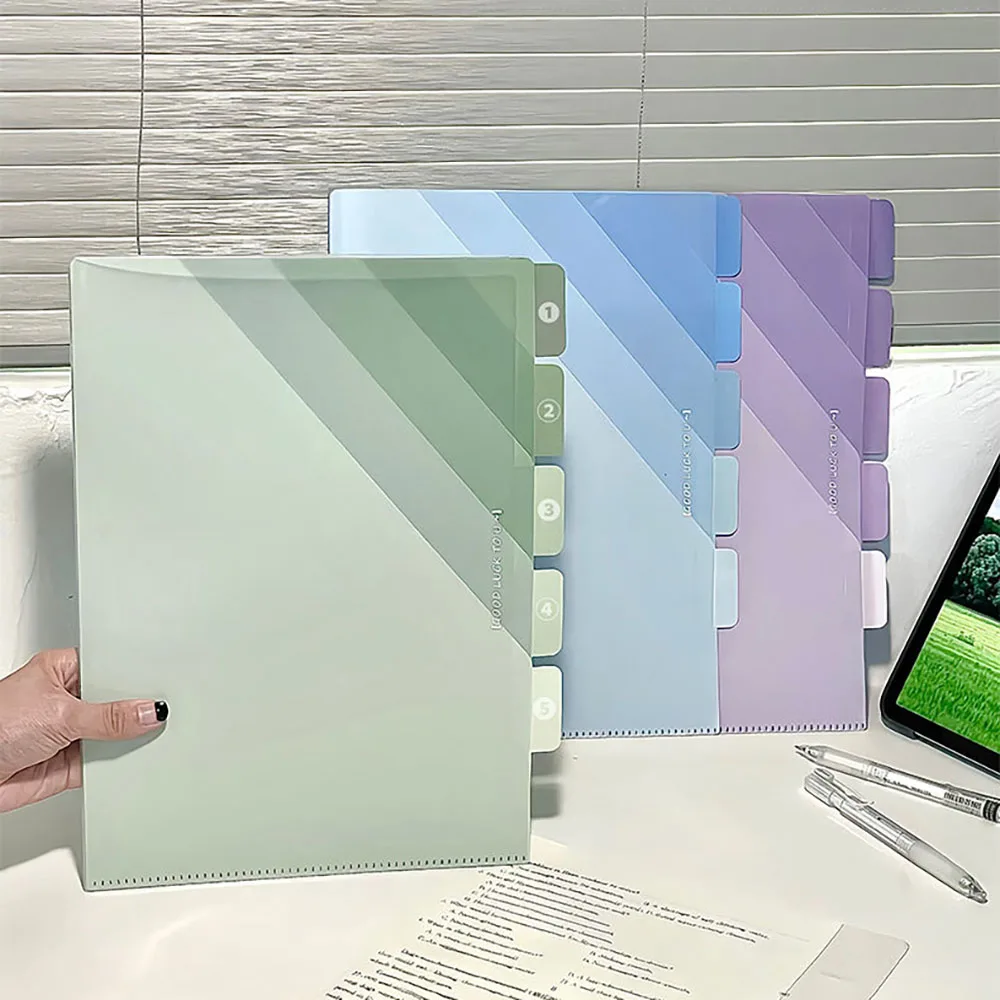 ページフォルダー 厚みのあるグラデーション L字型 縦型 学生用試験用紙フォルダー 収納ブック 大容量