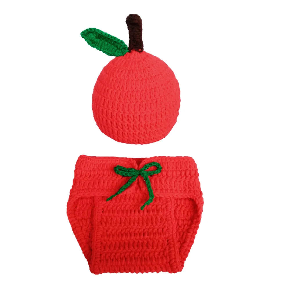 Ubranka dziergane dla niemowląt z motywem owoców, szydełkowy kostium, czapka, bielizna, rekwizyty do sesji zdjęciowych noworodków, unisex, rekwizyty do zdjęć niemowlęcych.