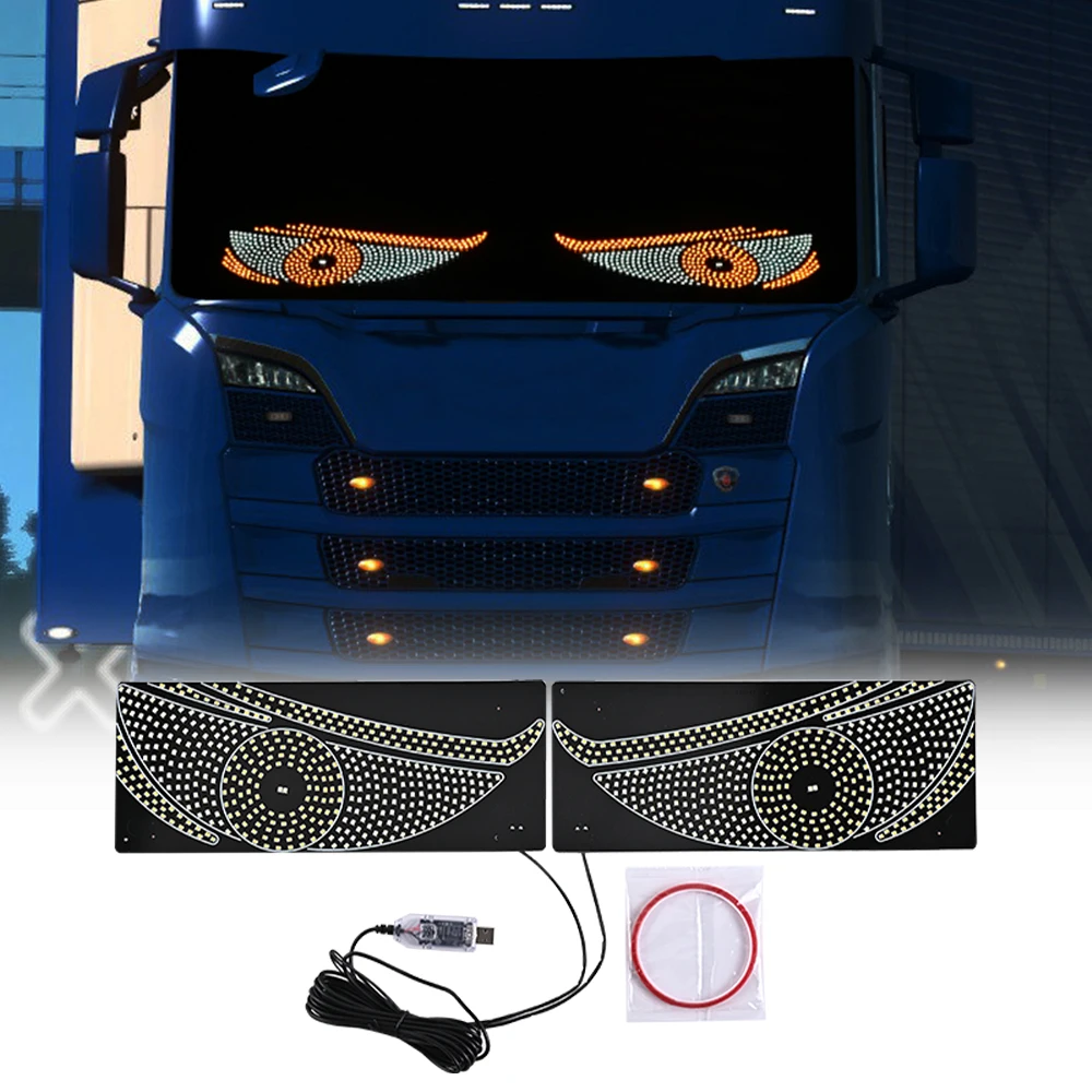 Truck Car Devil's Eye Light RGB Dynamic Demon Eye Decorative Light Led Display Decor Pixel Panel Windshield USB Multi-Mode Lamp