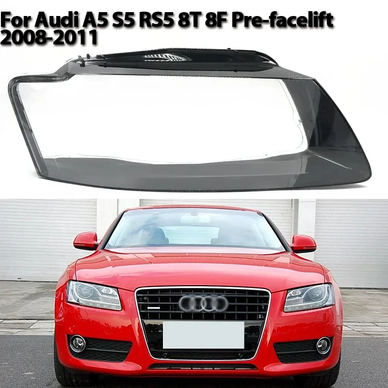 

Car Headlamp Cover Headlight Lens Glass Cover Lampshade Bright Shell Lens Covers for Audi A5 S5 RS5 8T 8F Pre-facelift 2008-2011