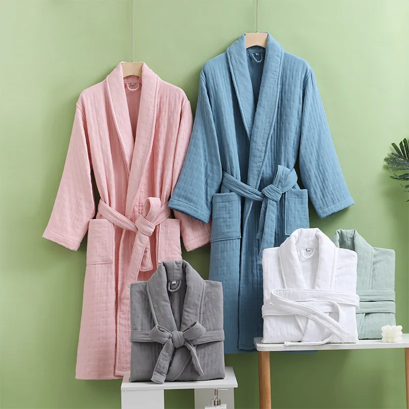 Autumn Adult Bathrobe Sashes Cotton Long Thick Absorbent Terry Bath Robe Towel Bathrobe Plus Sleepwear Women Dressing Gown