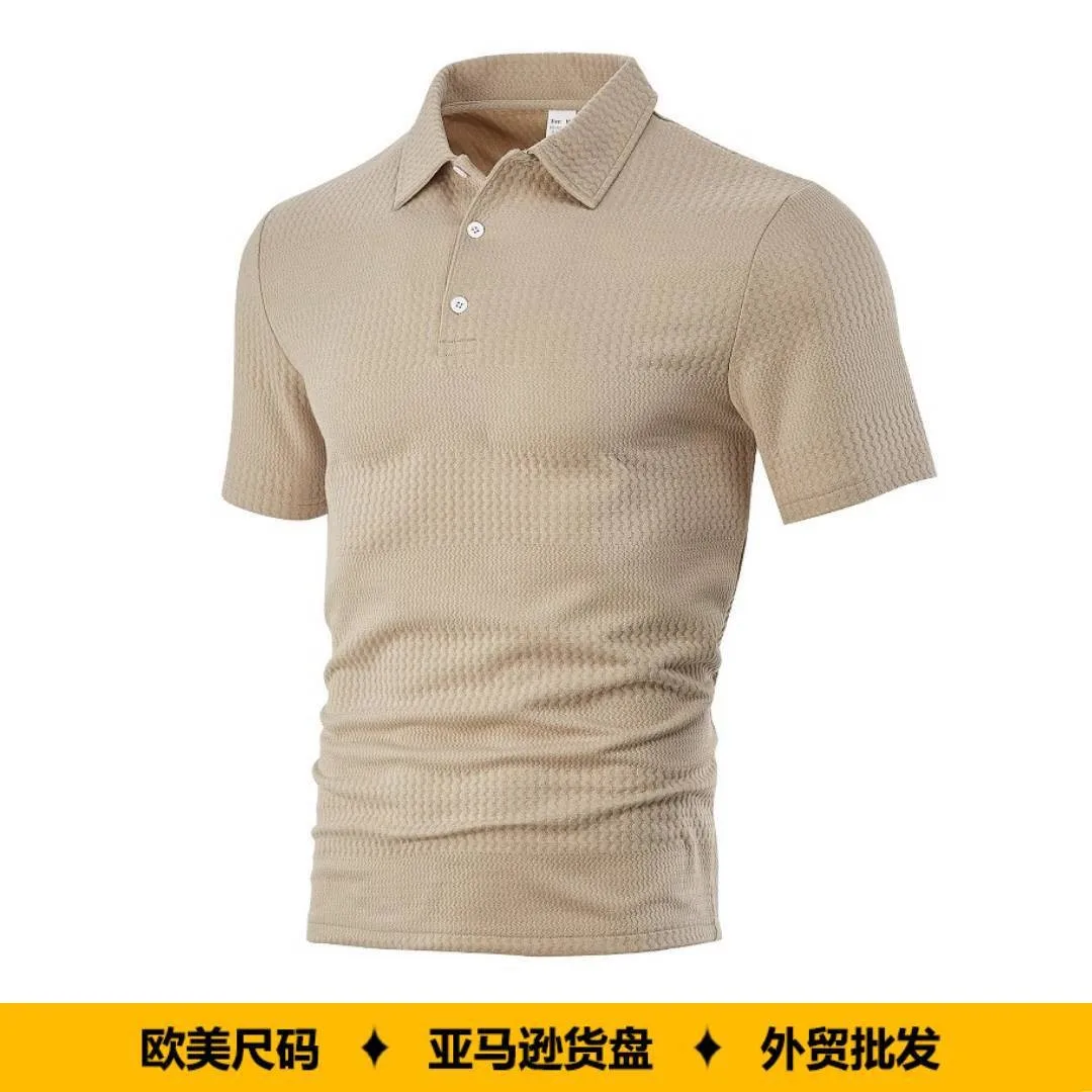 Short Sleeve Shirt Turn Down Collar Loose Fit Short Sleeve T-shirt Waffle Knit Solid Color Casual Top Black Navy Beige Light