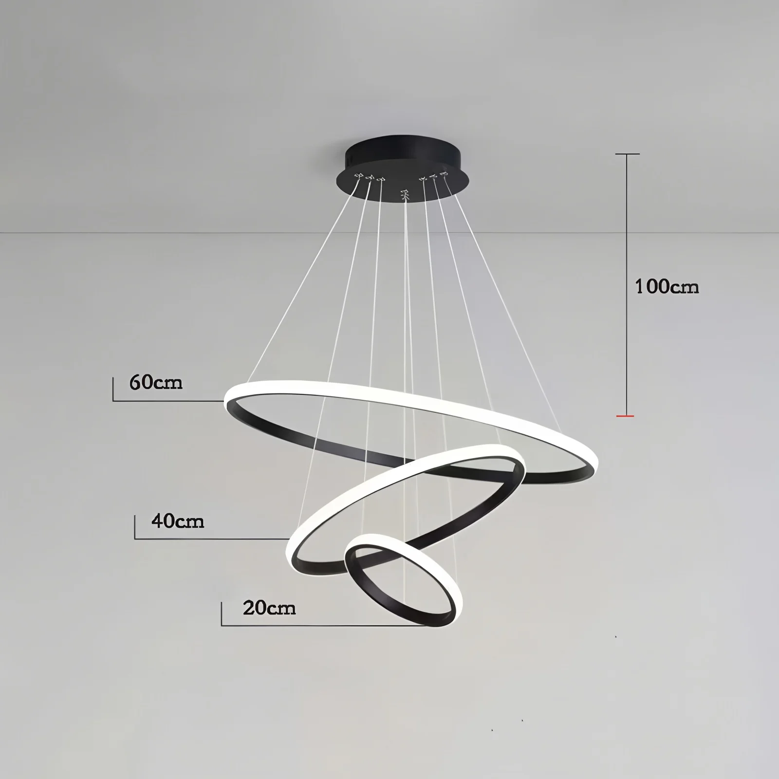 ثريا السقف قابلة للتعديل طول بريق ثلاثة حلقة ثلاثة ألوان ضوء السقف قلادة مصباح لغرفة الطعام غرفة المعيشة
