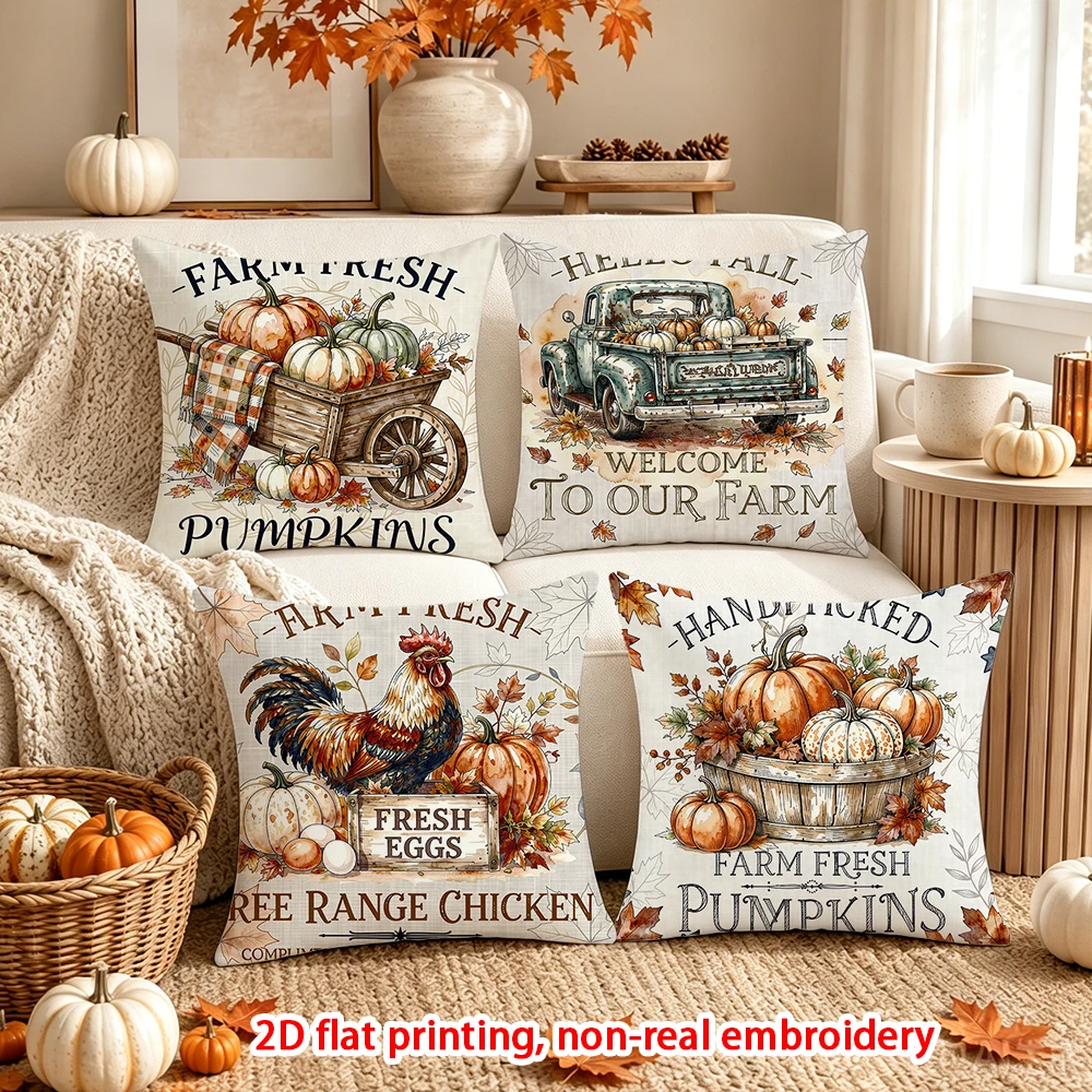 4PCS Watercolor Fall Maple Leaves Throw Pillow Covers Autumn Farmhouse Cushion Cases for Sofa Couch Bed
