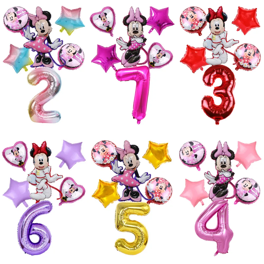 

Minnie Mouse Space Suit Pink Theme Birthday Party Decoration Number Aluminum Foil Balloon Baby Shower Photography Prop Decorate