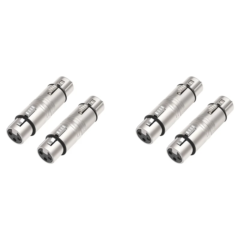 A32T-4 Pack XLR Female To Female, 3 Pin XLR Female To 3 Pin XLR Female Gender Changer Connector For Microphone,Stereo,Mixerr