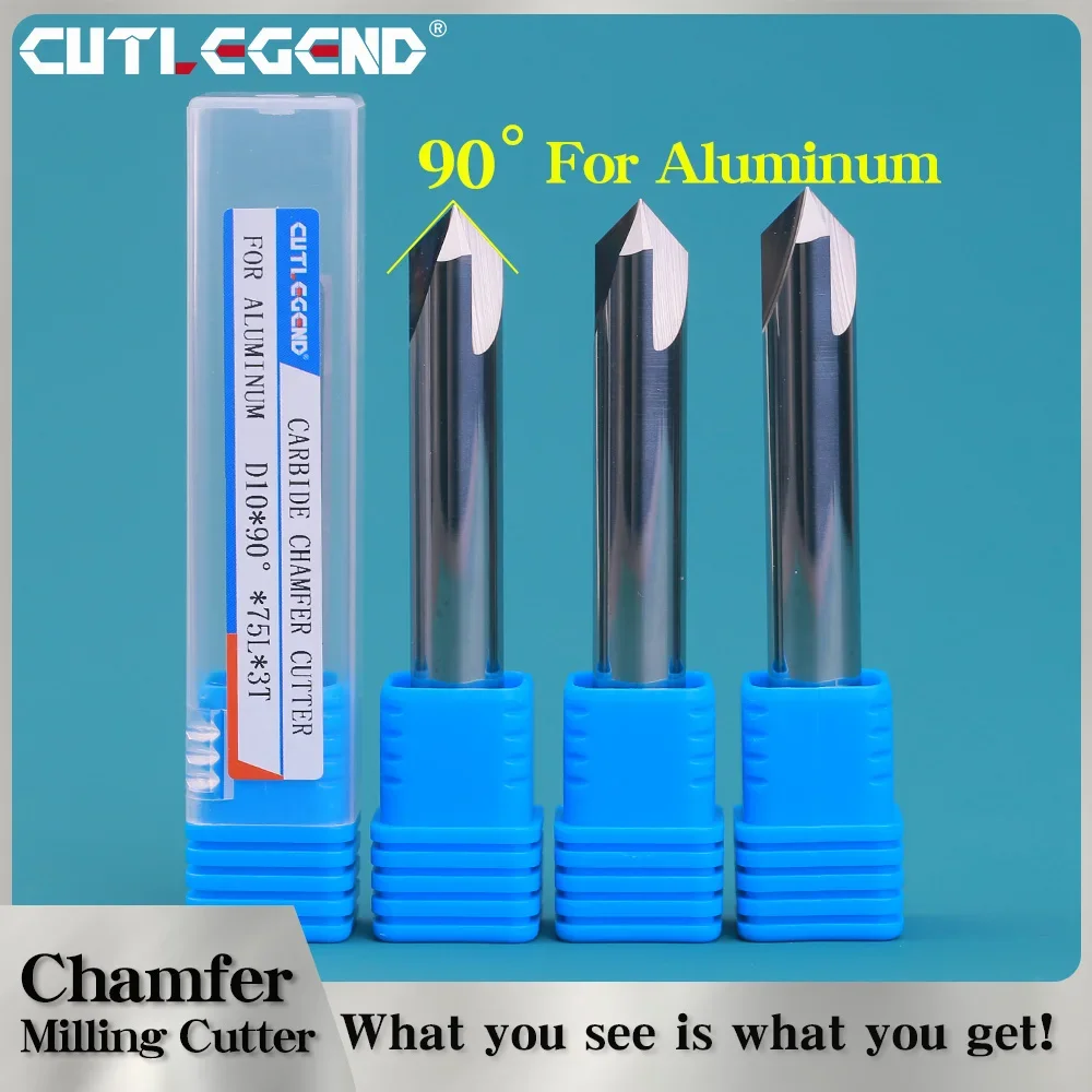 CUTLEGEND 90° Degree Chamfer Milling Cutter Carbide 3 4 5 6 8 10 12 16mm Diameter Chamfering Mill Deburring Edges For Aluminum