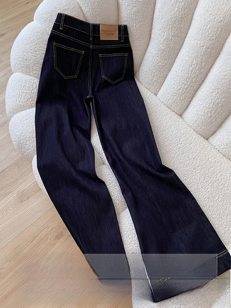 

Retro American Bell Bot Thin Jeans Women's Spring New Sle plus Size Warm Slim Straight Leg Pants Drapey Denim High Waist