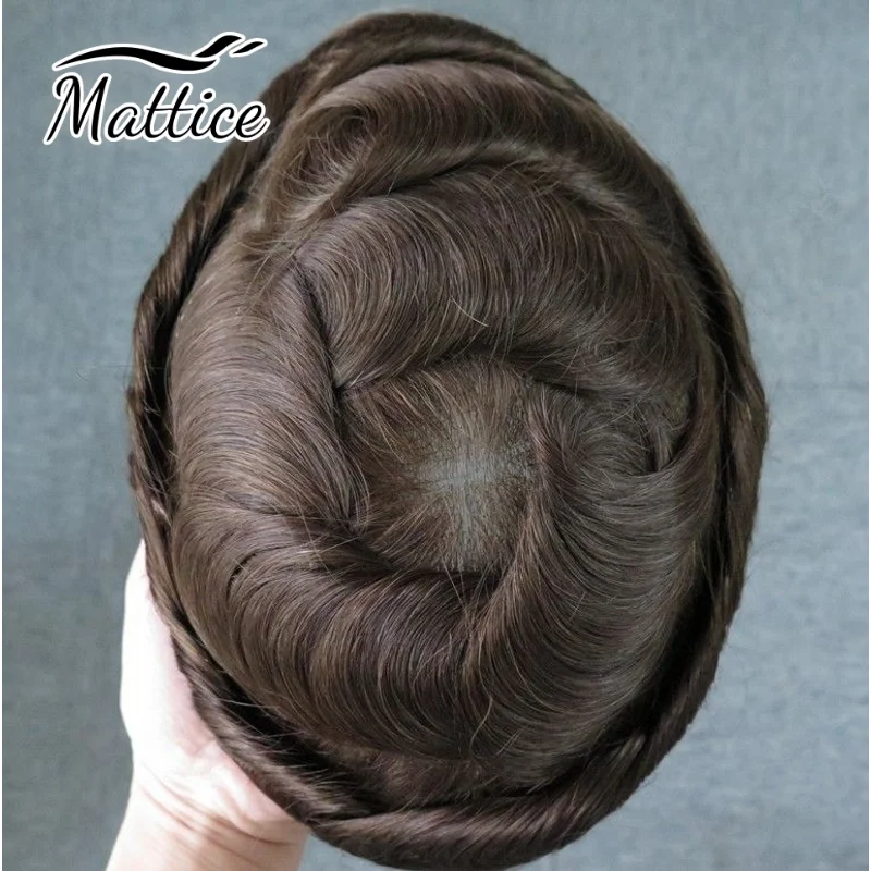 Toupee for Men Real Human Hair Thin Skin Wigs 0.02MM Vloop Pu Hair System Human Hair Replacement Ultra Hairpiece PU System