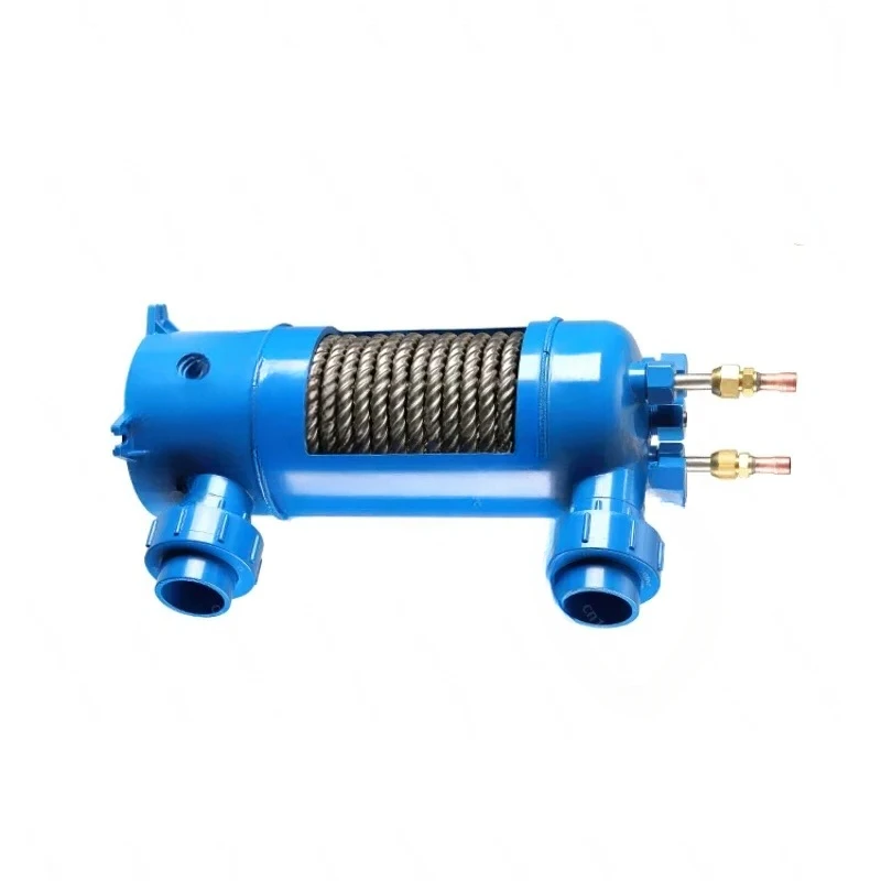 1.5 Screw Titanium Tube Pvc Shell Heat Exchanger for Swimming Pool Heat Pump, Aquarium Chiller Evaporator Refrigeration