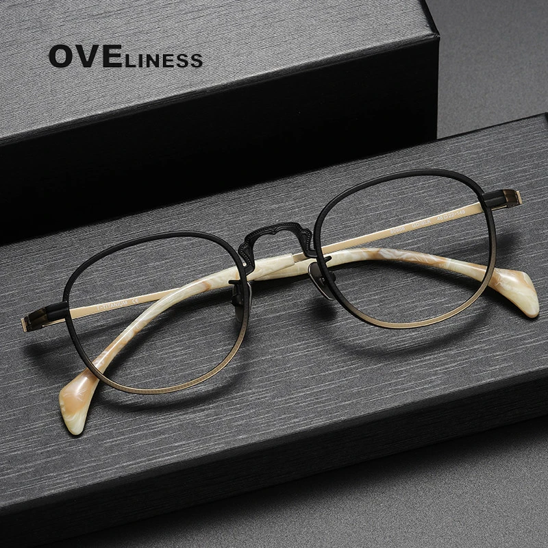 pure Titanium Glasses Frame for men Women Vintage Round Myopia Optical Prescription Eyeglasses Frame Men 2023 New Titan Eyewear