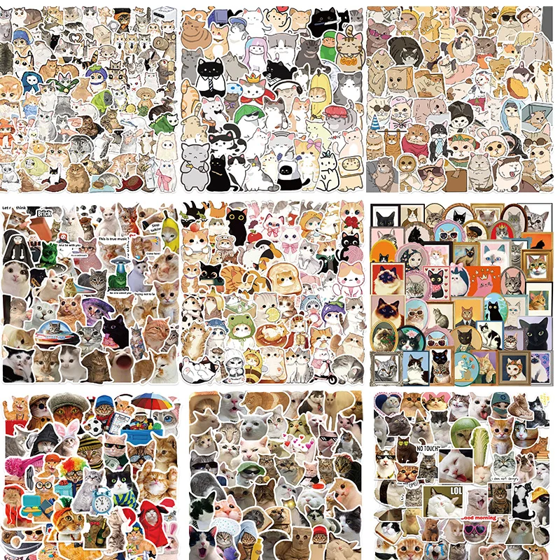 50PCS Cat Meme Decoration Fun Graffiti Stickers Decal DIY Phone Case Notebook Scrapbook Phone Stickers