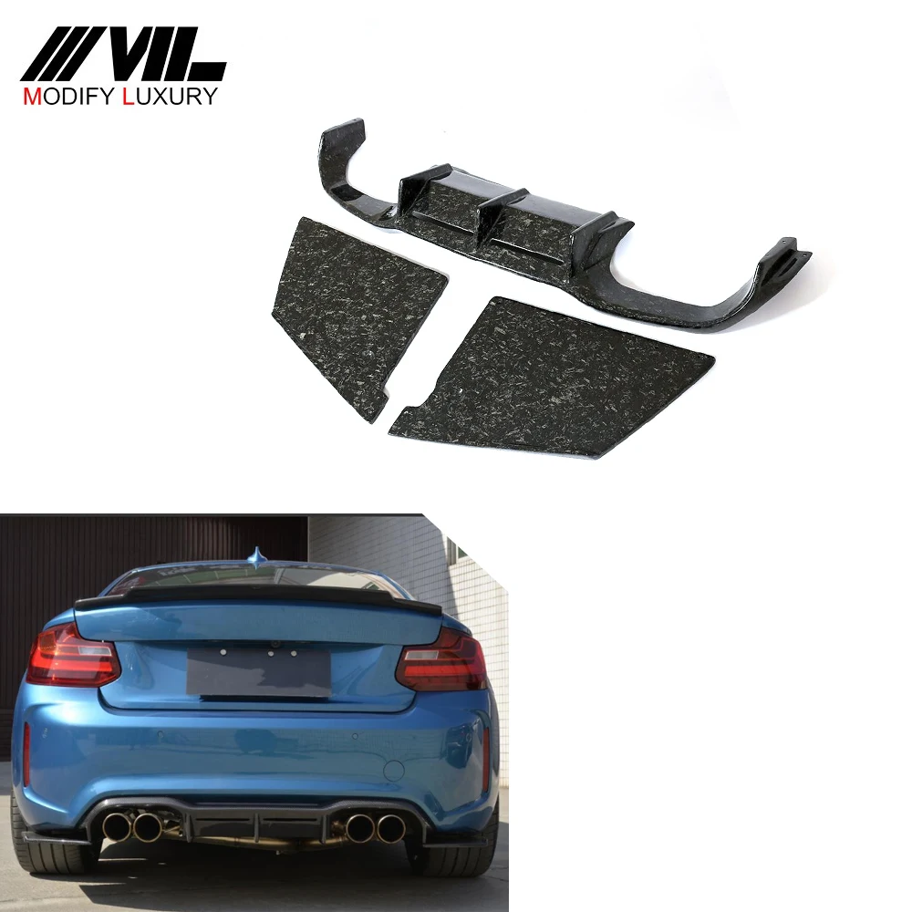 

Suitable for 3 PC/SET M2 forged carbon fiber rear bumper diffusers, Suitable for BMW 2 Series F87 M2 2014-2017