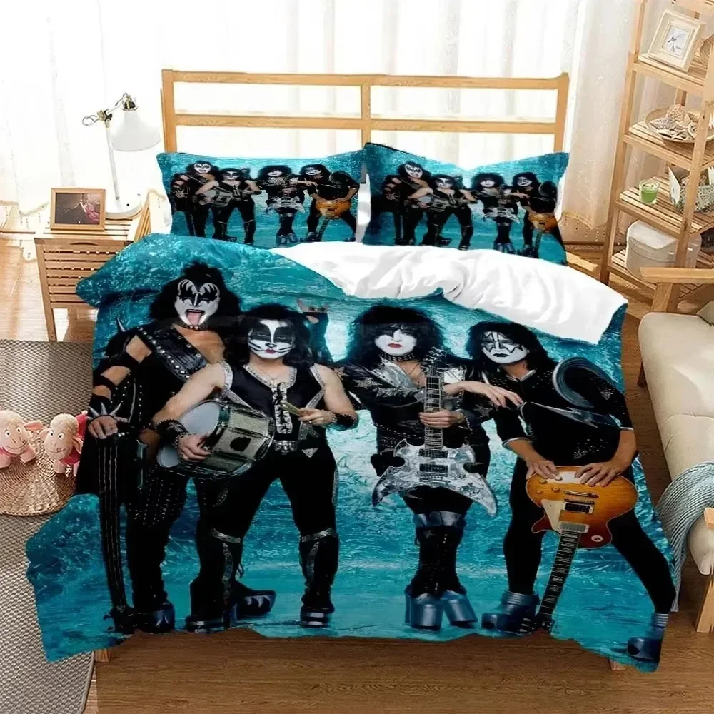 

Luxury New 3D Print Kiss Band Rock 3D Duvet Cover Bedding Set Comforter Linen Pillowcases Home Decor Single Double King Queen
