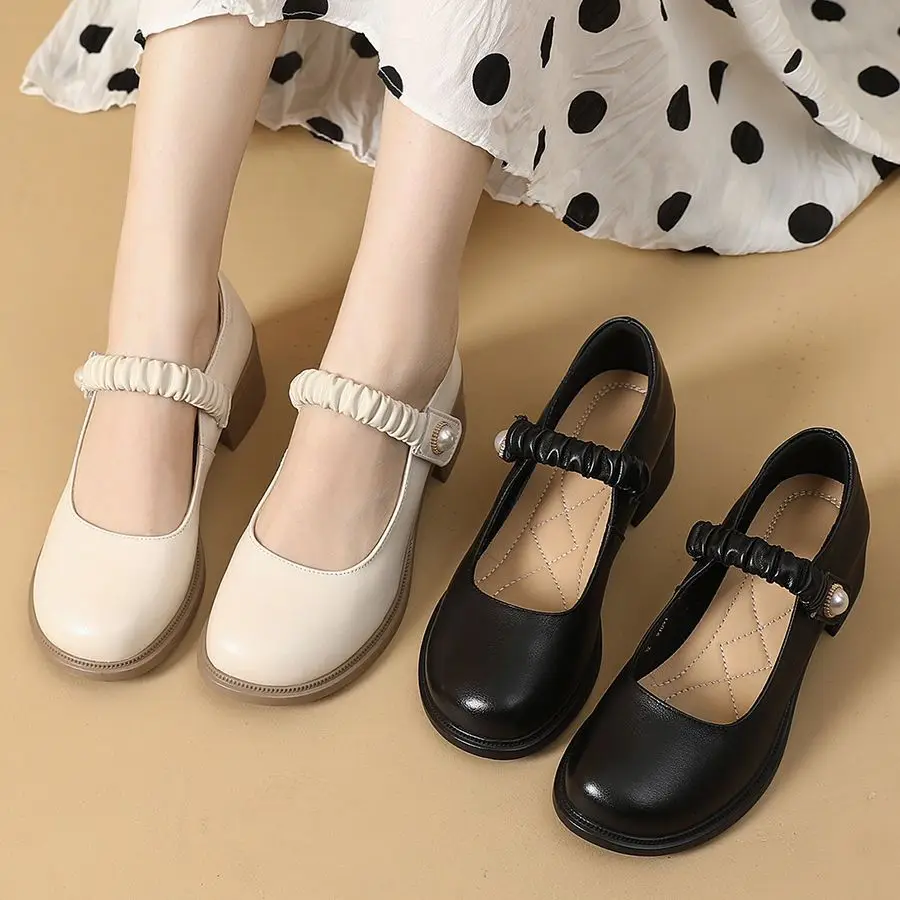 Neue Ankunft Herbst Frauen Schuhe Wohnungen Mary Jane Leder Mokassins Ballett Schuhe Casual Schwarz Loafers Damen Schuhe – Detail 2