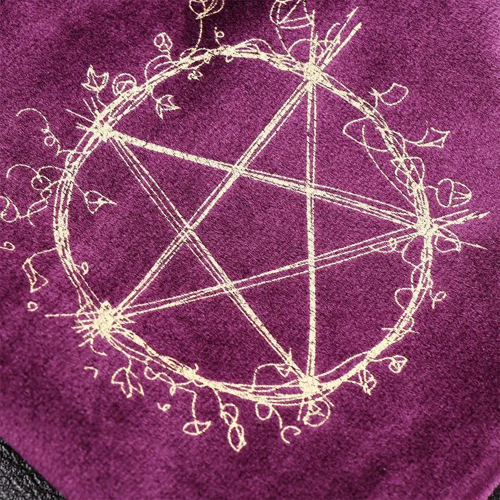 Witchcraft Supplies Velvet Ta-rot Box Pentagram Embroidery Drawstring Package Divination Bag Ta-rot Storage Bag Oracle Card Bag