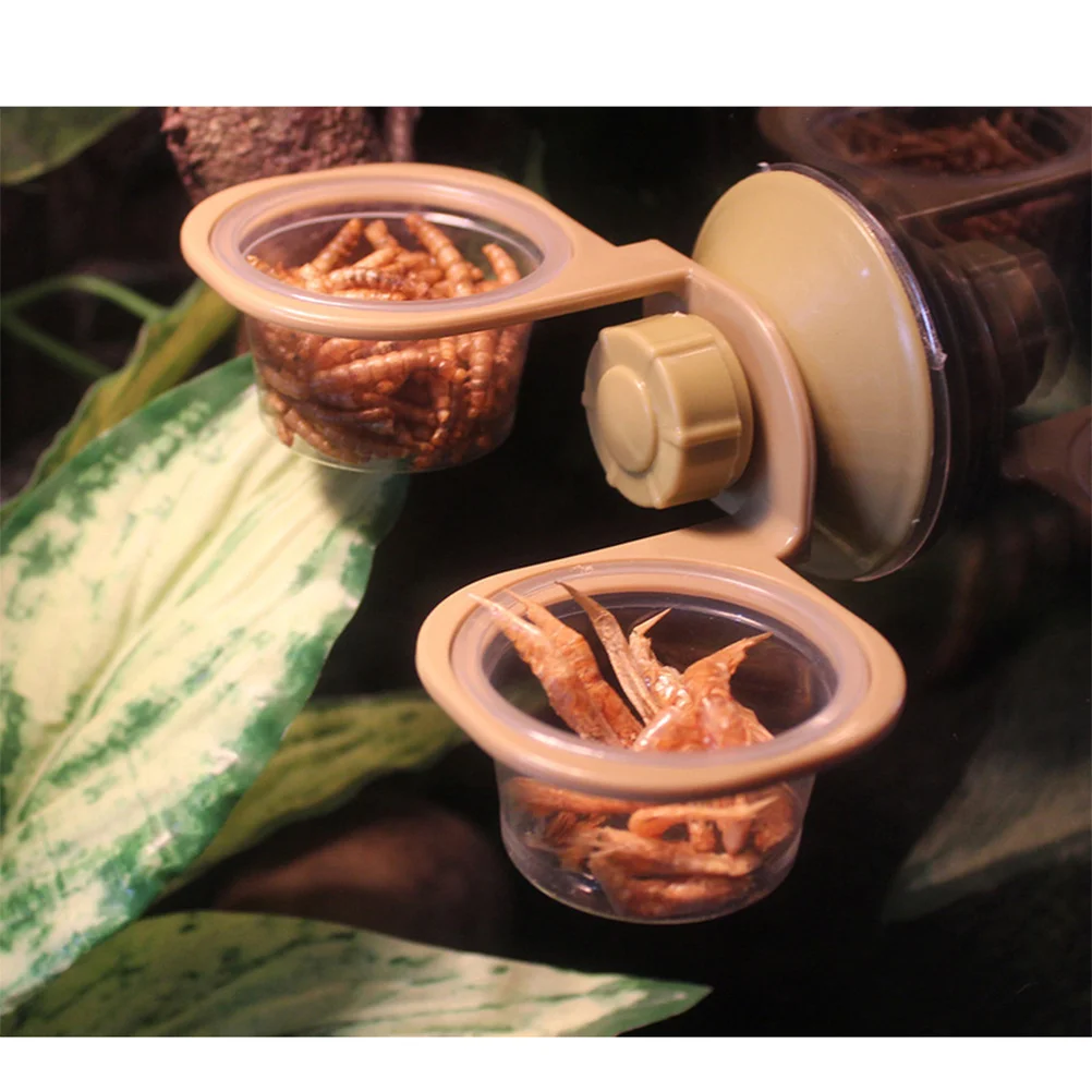 

Hanging Reptile Feeding Bowl Double Food Dish For Small Reptiles Easy Clean Fixed Type Basin Reptile Supplies Pet