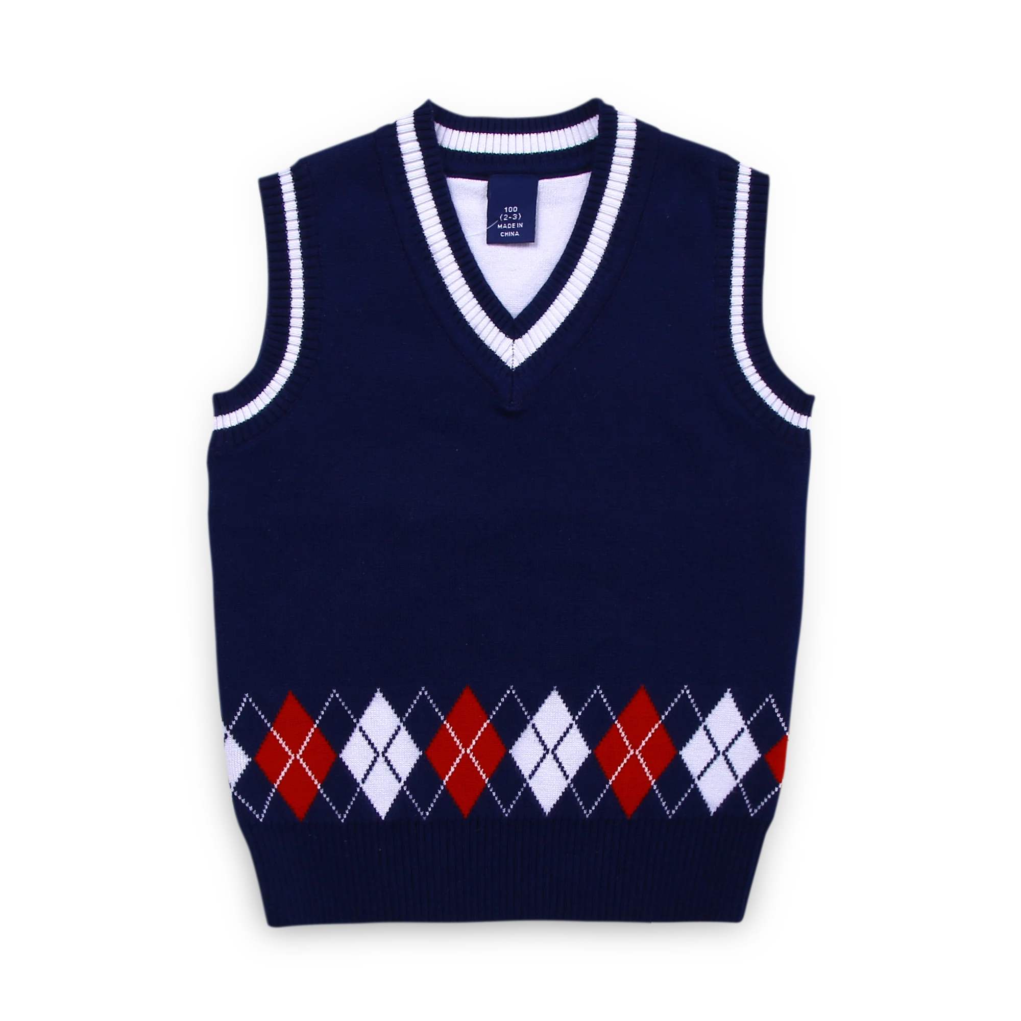 Kids Argyle Knitted Sweater Vest Little Boys Autumn Winter V Neck Sleeveless Pullover Sweater Geometric Vest Children Clothes