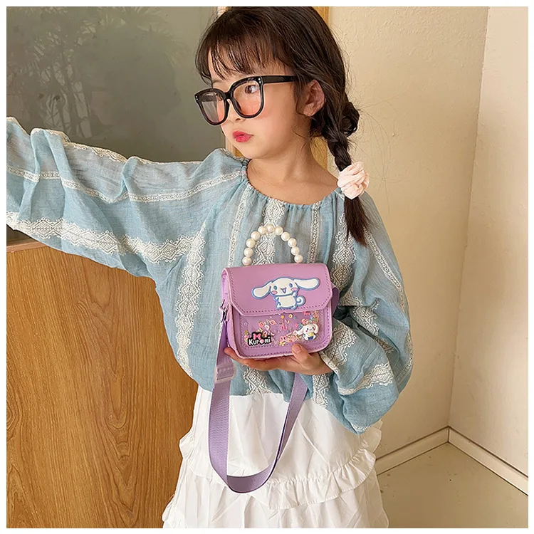 Sanrio Pu Leather Shoulder Bags Cinnamoroll Series Cute Anime Girls Princess Crossbody Bag Fashion Baby Handbag Birthday Gifts