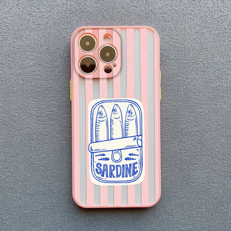 Sardines Canned Pattern Phone Case For iPhone 17 16 15 14 Pro Max Plus 13  12 11 Pro Max Mini X XS XR 16 Plus Shockproof Covers - AliExpress 202192403