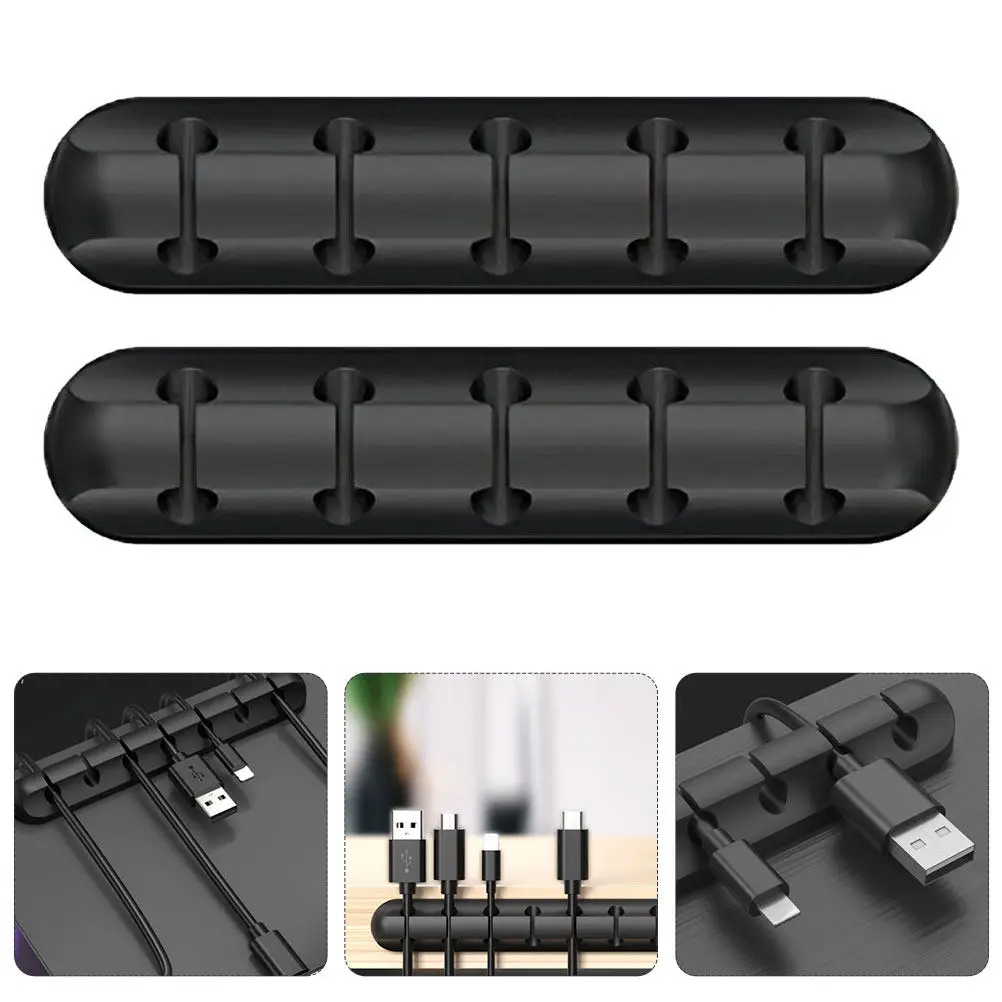 

Набор из 2 органайзеров для кабелей: настольный держатель, мягкий силиконовый органайзер для проводов, кабельный органайзер для зарядных устройств, фиксатор для силовых кабелей