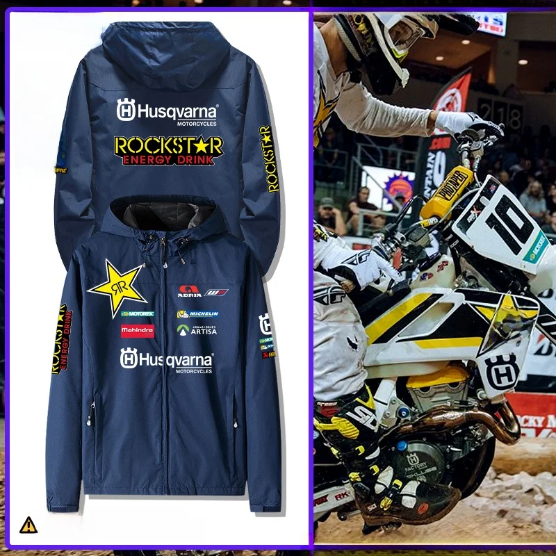 A Star Husvana F Racing Car Scrambling Motorcycle Cycling Hooded Tops Men's and Women's  Jacket Jacket Outwear Tide