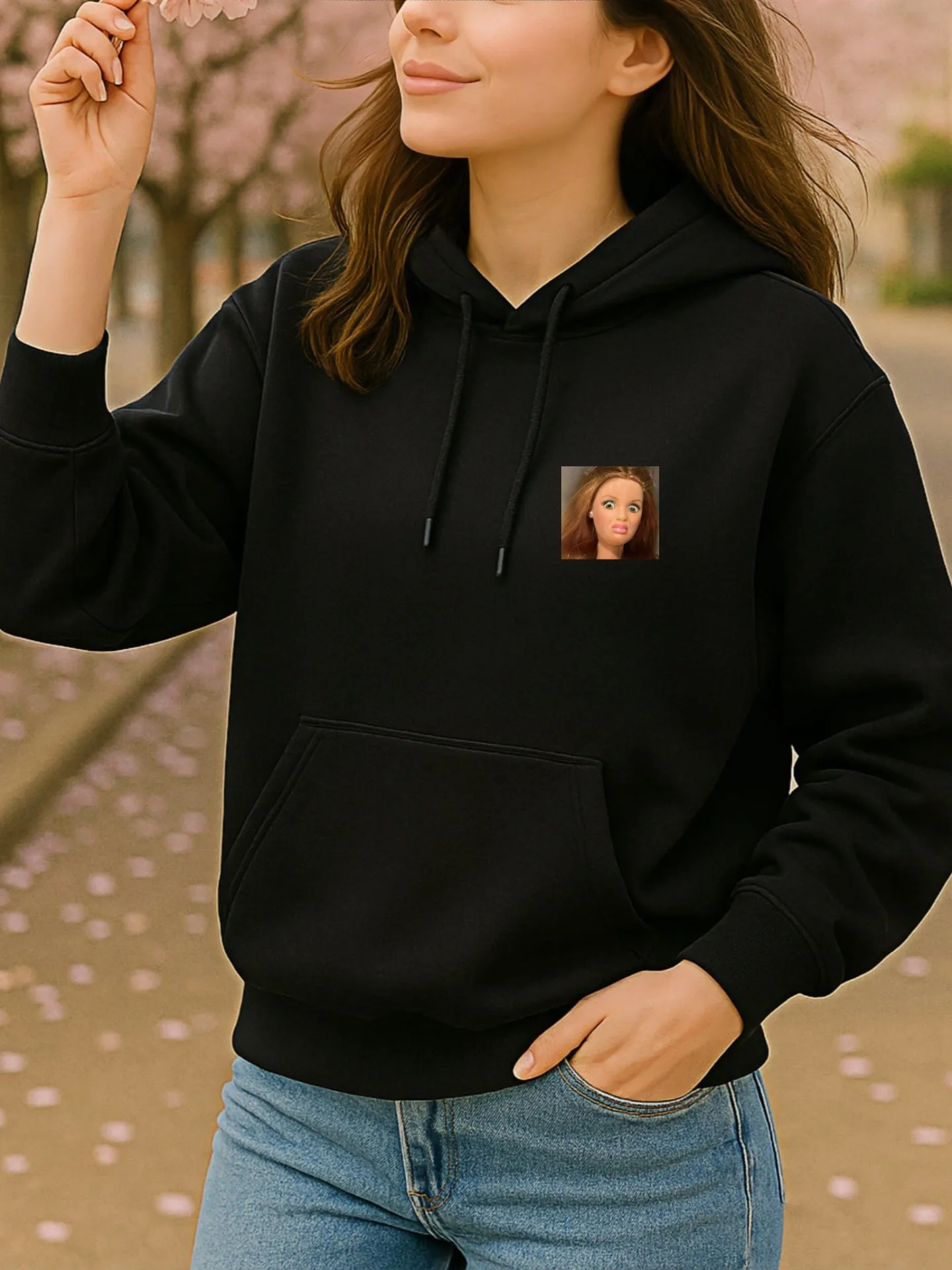 هوديي نسائي برسومات جرافيك، طباعة قطة لطيفة، جمالية كاجوال، قماش ناعم، ملابس يومية غير رسمية، للشباب