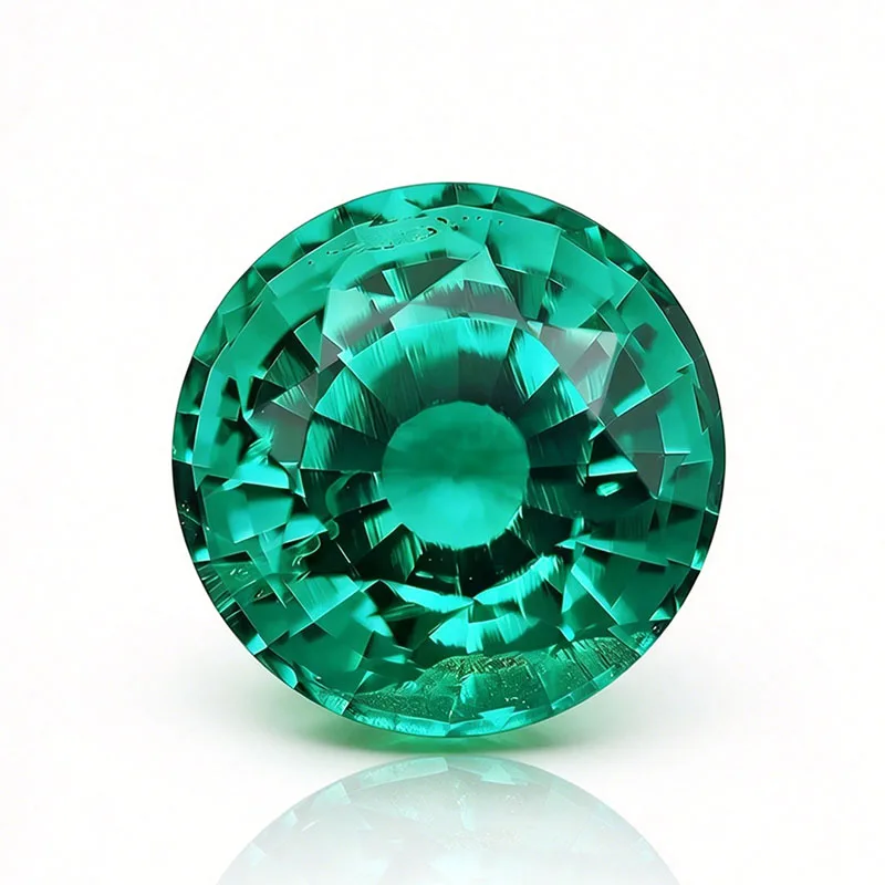 Columbia Hydrothermal Lab Grown Emerald Round Pagoda Cut Premium Synthetic with AGL Certified for DIY Jewelry Craft