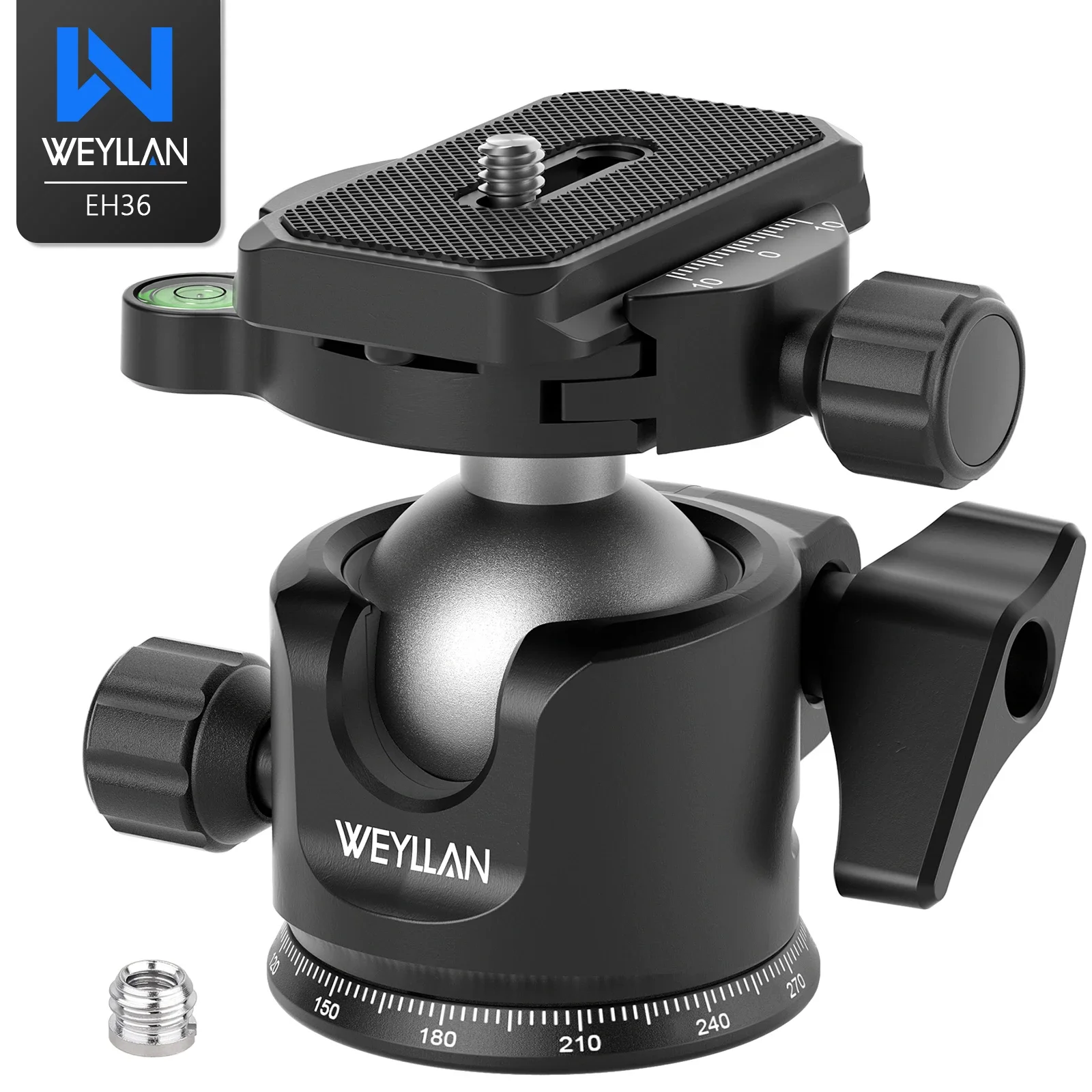 

Weyllan EH36 Tripod Ball Head Low Profile Tripod Head Metal Lower Gravity Center Design Smooth Operation Max Load 15kg/33lbs