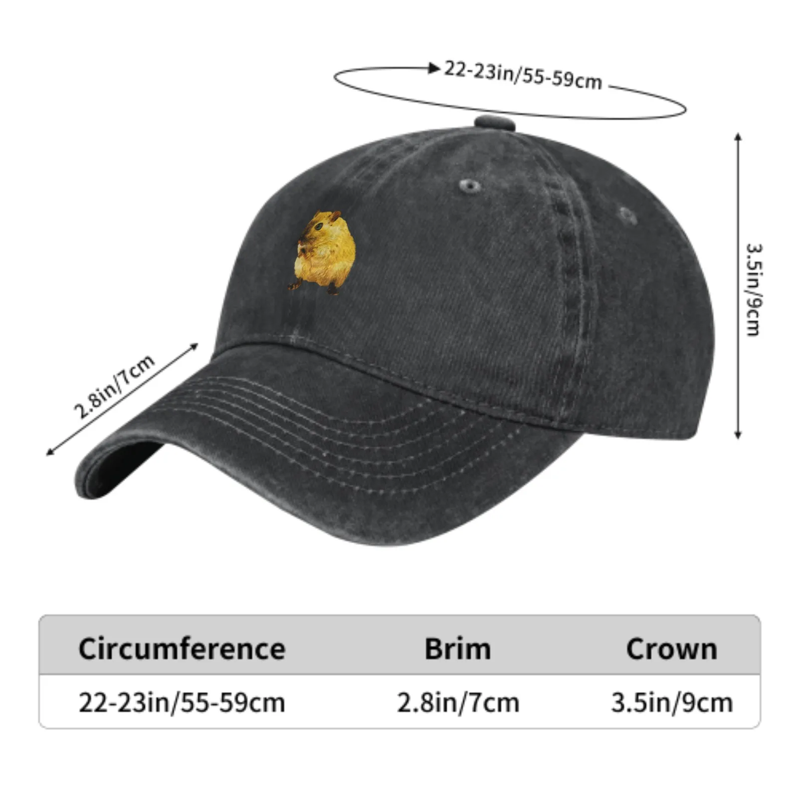 Hamster Washed Cotton Sport Baseball Cap Outdoor Soft Top Hat Breathable Versatile Sunshade Casquette