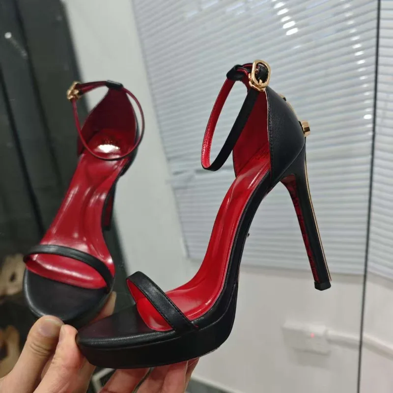 

12cm High Quality Women's Pumps and Heels Fashion Open-toe Metal Heel Casual Women's Sandals Temperament Banquet Women's Shoes