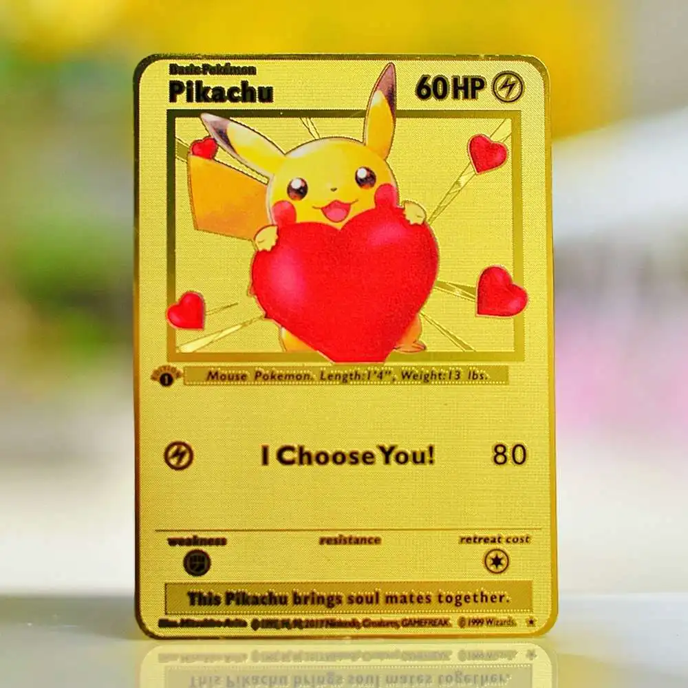 

Pokemon Cards Gold Metal Pokémon Letters Love Pikachu I Choose You Gengar Vmax Charizard Vstar Anime Board Games Kids Toys Gifts