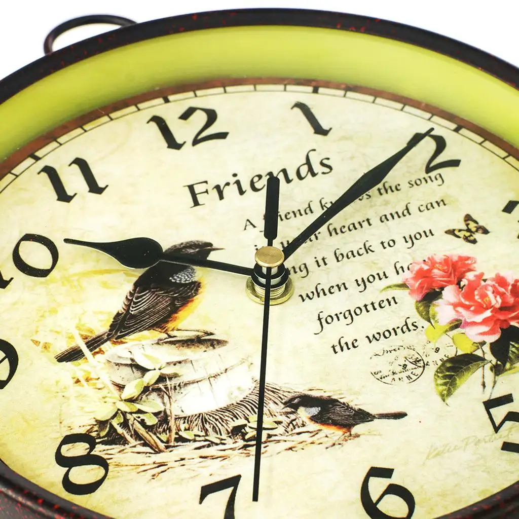 Double Sided Wrought Iron Wall Clock, 8 Inch Clock Decoration