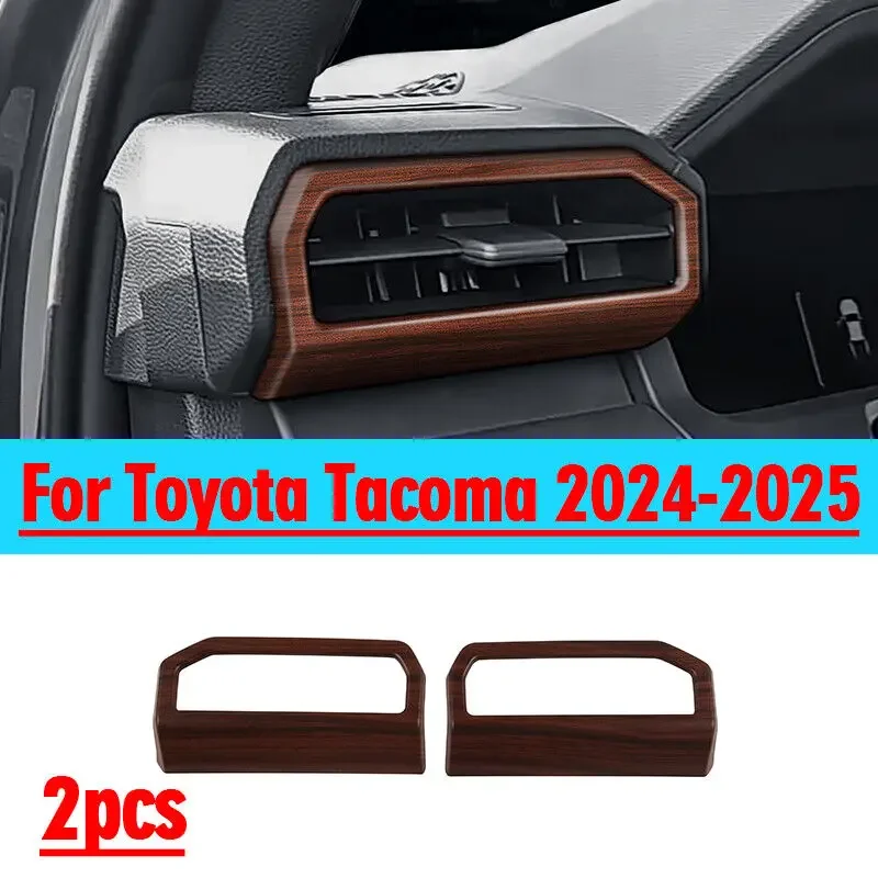 For Toyota Tacoma 2024-2025 Wood Grain Car Side Outlet Vent Cover Trim ABS 2pcs