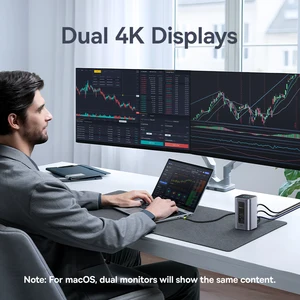 HUB USB C BASEUS 12-In-1 a HDMI 4K@60Hz Dual Pantalla USB 3.2 Adaptador con RJ45 SD TF PD Estación de acoplamiento de 100W para Window Mac Hub 8 mejores ventas USB Hub 3.2 - №4