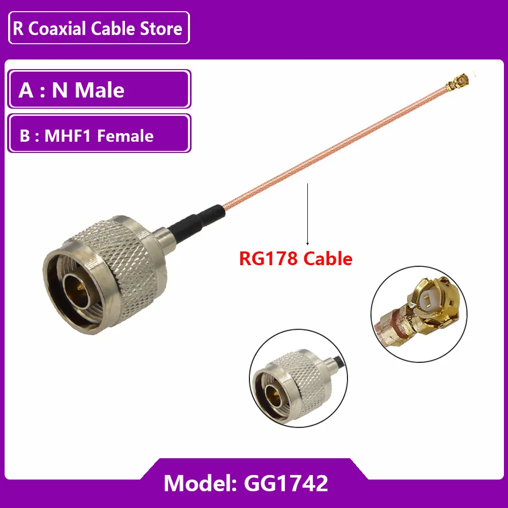 1PC  Waterproof N Female to MHF Female RG178 Cable  uFL/u.FL/MHF Female Adapter RF Coaxial Pigtail WIFI Antenna Extension Cable