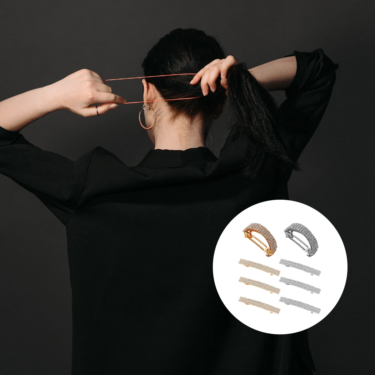 

8 шт., держатель для хвоста со стразами, набор зажимов, заколка для волос, украшение для свадьбы, банкета, вечеринки, стильный женский аксессуар