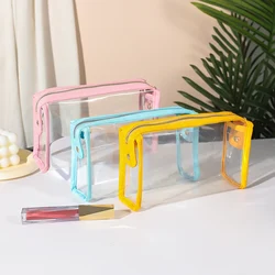 Waterproof Clear Cosmetics Bag PVC Zippered Toiletry Pouch Portable Makeup Bag Vinyl Organizer for Summer Beach Swimming Travel