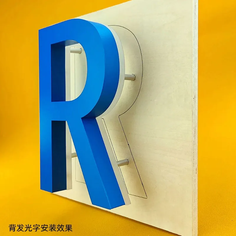 SY-1624 Aluminium-Rückseite, lichtemittierende Zeichen, Installation, Beinschraube, Werbung, Wortunterstützung, eingebettete Acrylmutter mit hohem Fuß – Detail 9