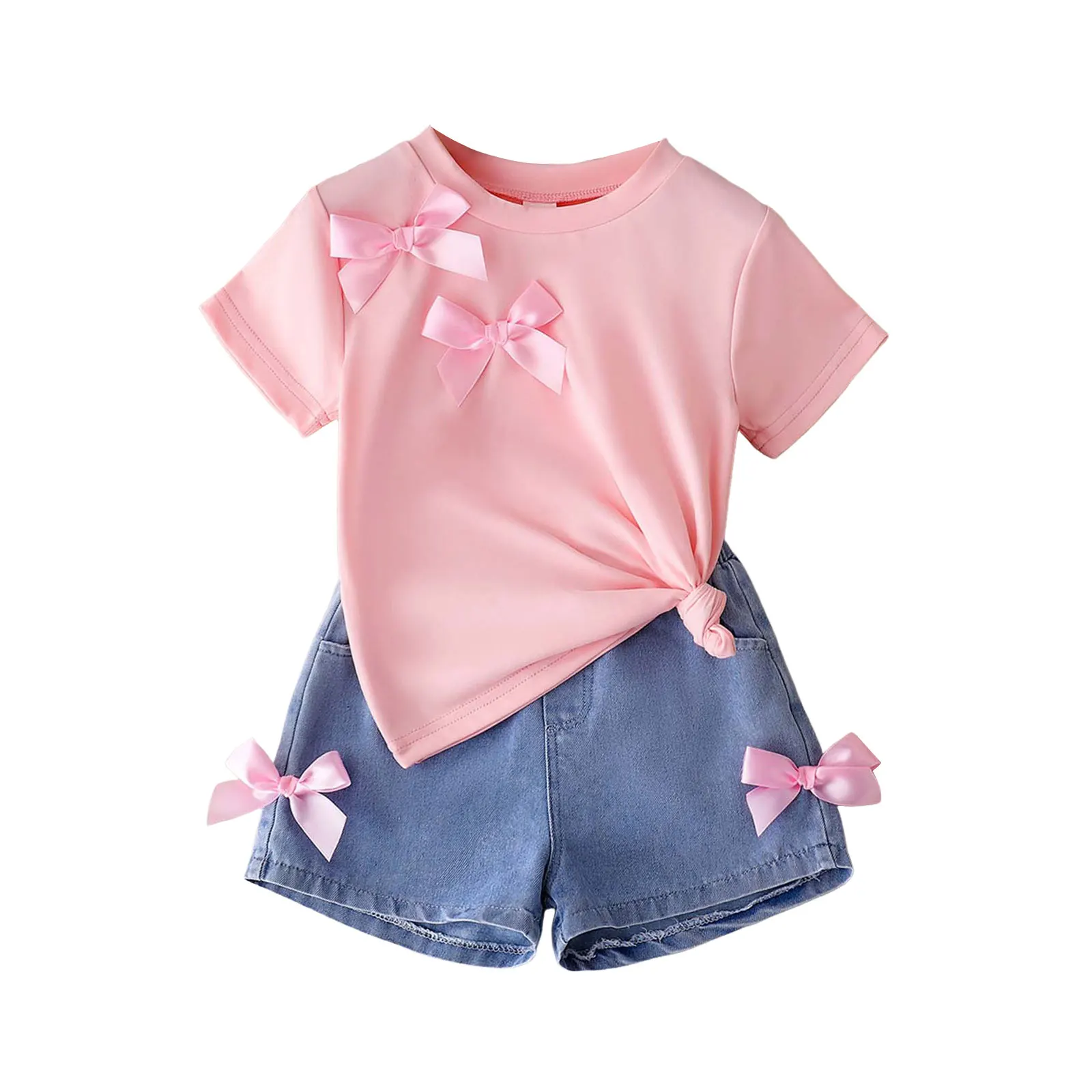 

Одежда для девочек, размер 8, летний удобный и модный комплект для девочек с милым бантом, комплект одежды «Мой первый день» для девочек