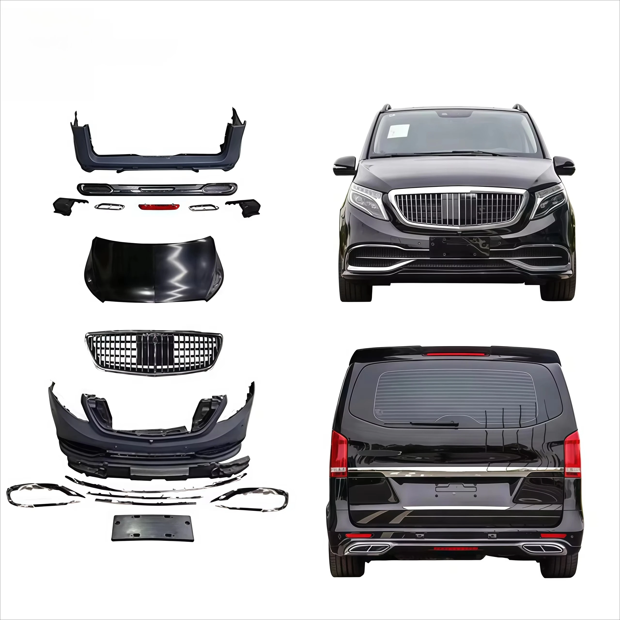Car Body Kit for Benz V-class VITO W446/w447 Upgrade Maybach Body Kits Front Bumper With Grille Rear Bumper Diffuser