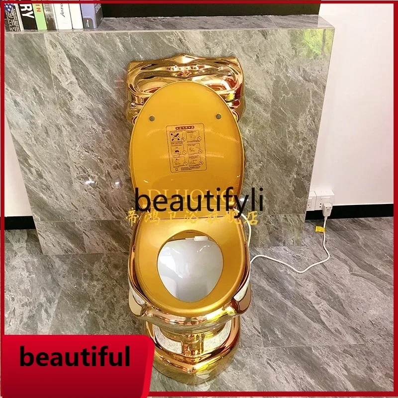 

f156 European Style New Gold Smart Toilet No Water Preure Limitation Flushing Drying Rich Gold Toilet Bathroom Sanitary Ware