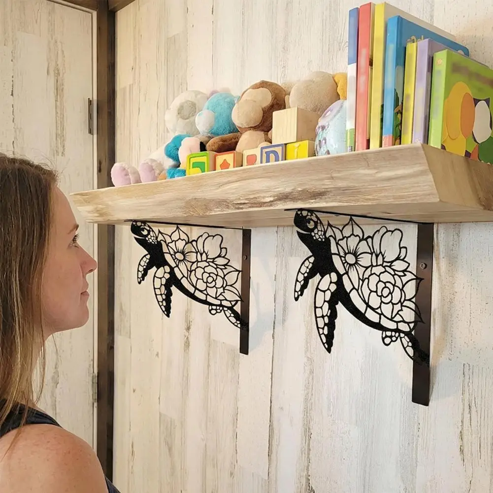 Decorative Metal Shelf Supports 2pcs Metal Turtle Shelf Brackets Heavy Duty L Shaped Wall Mount Supports Decorative for Home