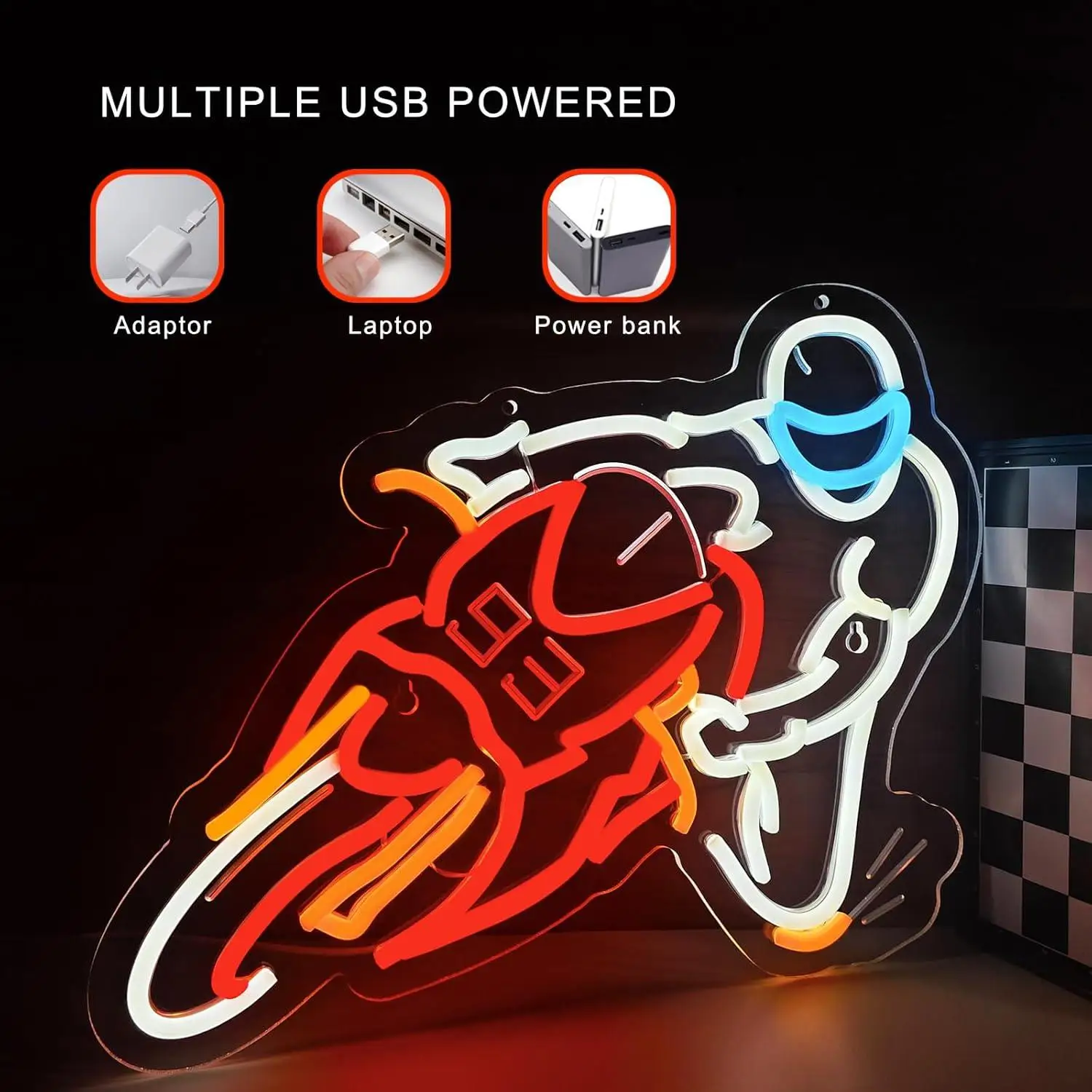 Motorcycle Racing Cornering Neon Sign USB Dimmable Neon Lights for Garage Auto Room Repair Shop Workshop Decor Birthday Gifts view 3