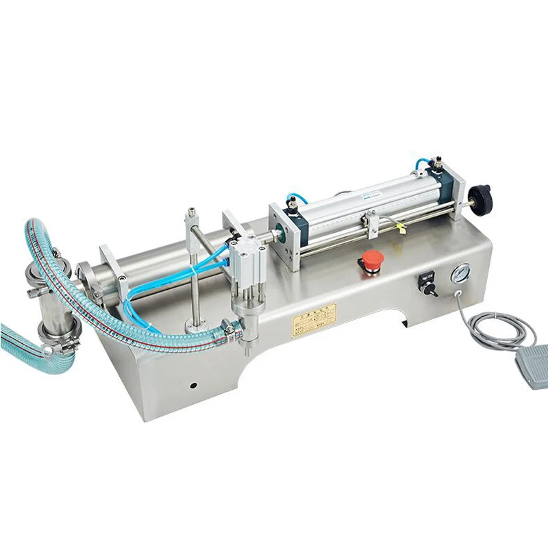 Máquina de llenado de líquidos viscosos semiautomática de una sola cabeza y alta precisión para bebidas, leche, aceite de oliva, refrescos y otros líquidos.