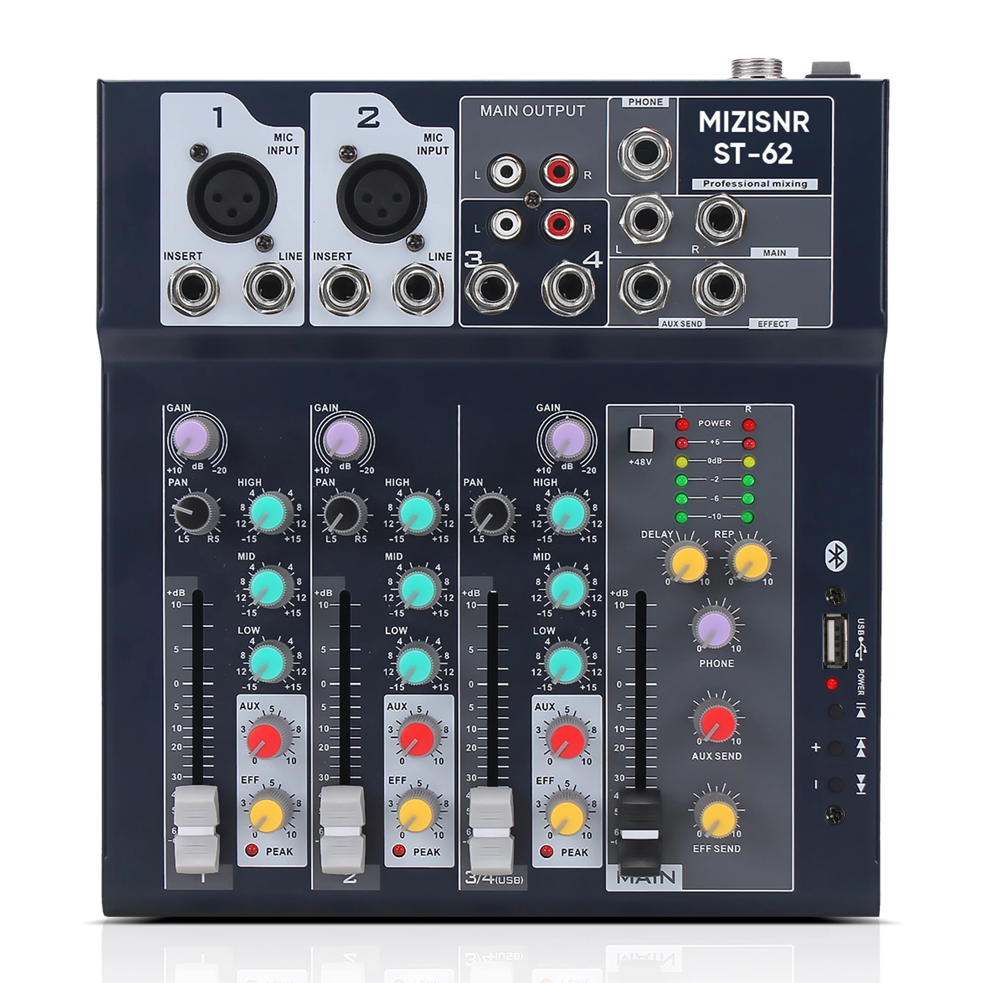 

FULUODE ST-62 Audio Mixer 4-Channel Mixing Console With RCA Input And XLR Connectivity