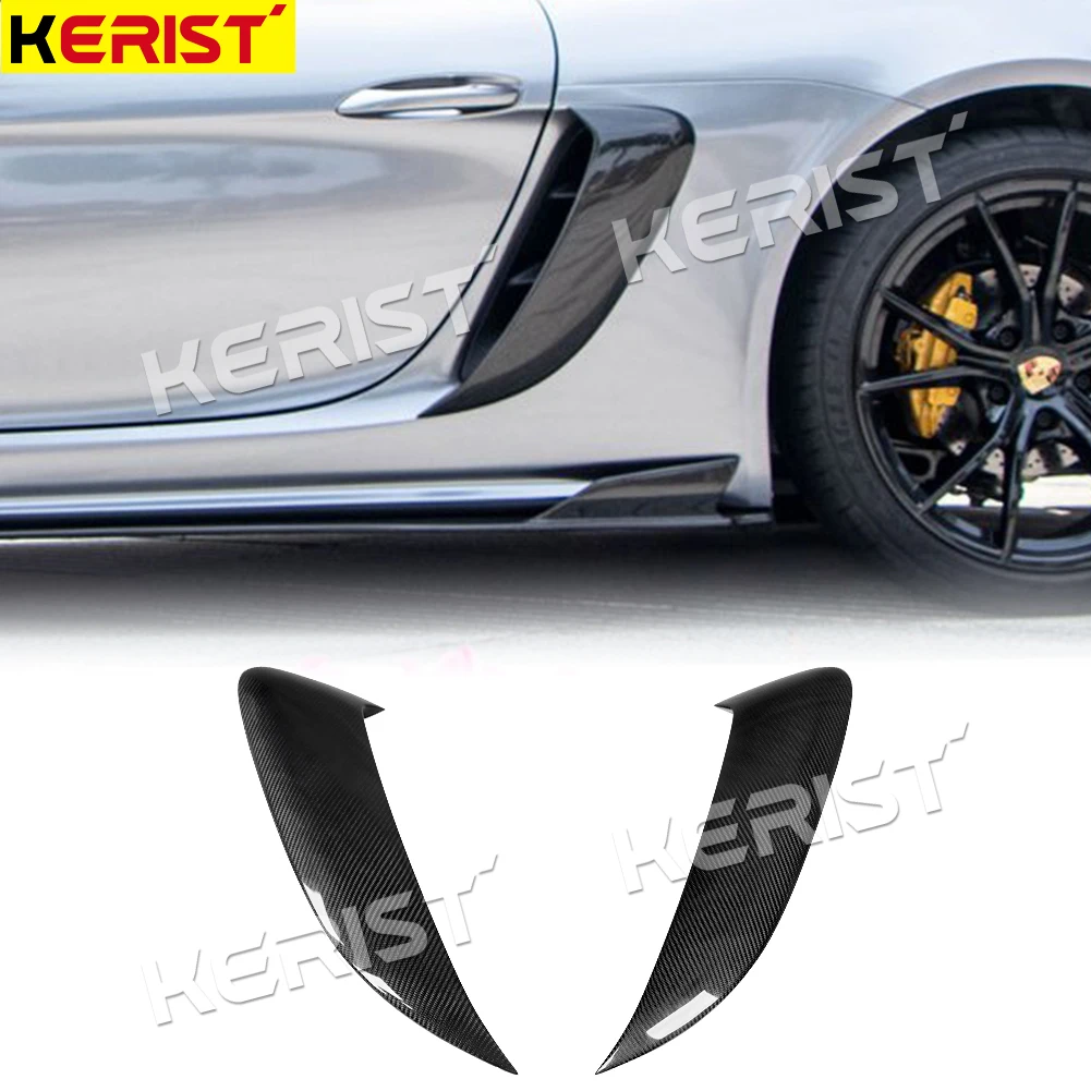 Real Carbon Fiber Side Vents Side Air Intakes Vents  Fit For Porsche 718 Boxster Cayman 2016-2018 GT4 Style